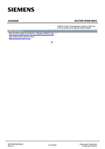 Siemens 6ES7390-7BA00-0AA0 6ES73907BA000AA0 SPS-Busanschluss von Siemens