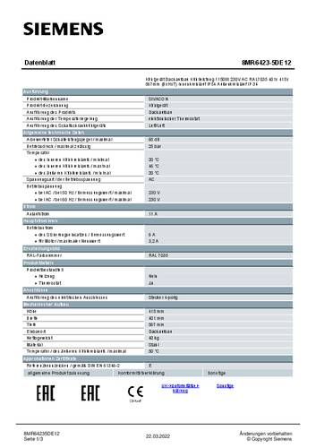 Siemens 8MR6423-5DE12 Kühlgerät 401 x 415 x 567 Stahl Grau 1St. von Siemens