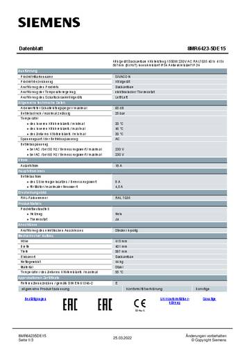 Siemens 8MR6423-5DE15 Kühlgerät 401 x 415 x 567 Stahl Grau 1St. von Siemens