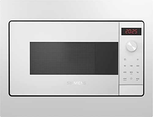 Siemens BF523LMW3 iQ300 Einbau-Mikrowelle, 50 x 38 cm, 800 Watt, Drehteller 27 cm, Türanschlag links, cookControl7 Automatikprogramme, Weiß von Siemens