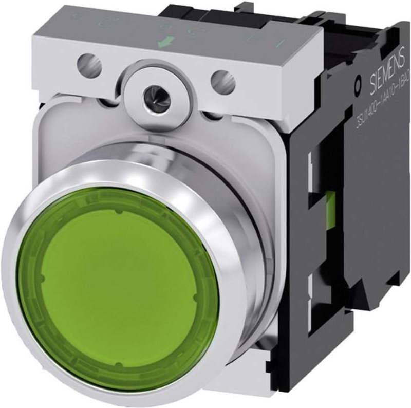 Siemens Drucktaster Frontring Metall, Hochglanz, Betätiger flach Grün SIRIUS ACT 3SU1152-0AB40-1BA0 1 St. (3SU1152-0AB40-1BA0) von Siemens