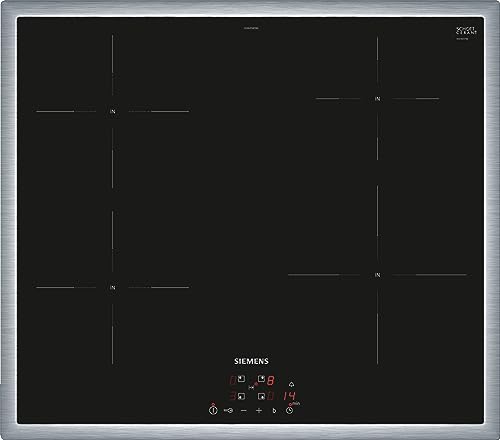 Siemens EH645BEB6E iQ100, Induktionskochfeld, 60 cm, Schwarz, Mit Rahmen aufliegend, TouchSlider, PowerBoost, powerInduktion - schneller, sauberer und sicherer kochen von Siemens