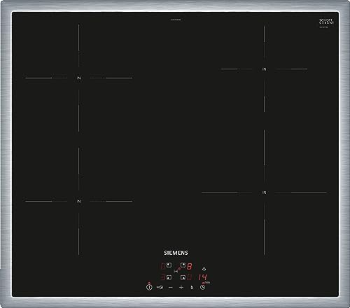 Siemens EH645BEB6E iQ100, Induktionskochfeld, 60 cm, Schwarz, Mit Rahmen aufliegend, TouchSlider, PowerBoost, powerInduktion - schneller, sauberer und sicherer kochen von SIEMENS