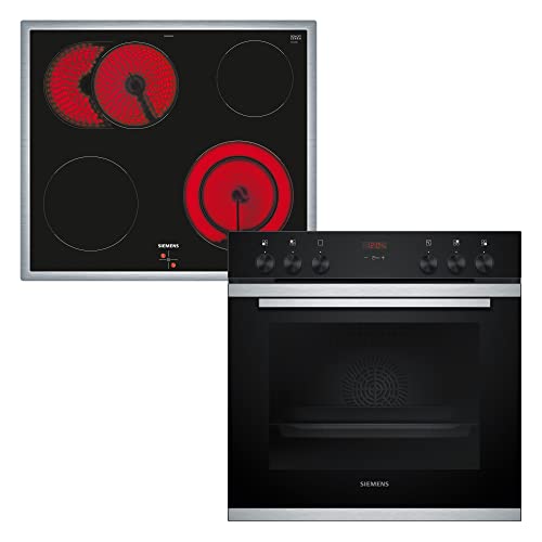 Siemens EQ210KA01 Einbau-Herd-Set iQ500, Integrierbare Herd-Kochfeld-Kombination 60 cm breit, Schnellaufheizung, granit Glanz Emaille, 3D Heißluft, Bräterzone, Weiß von SIEMENS