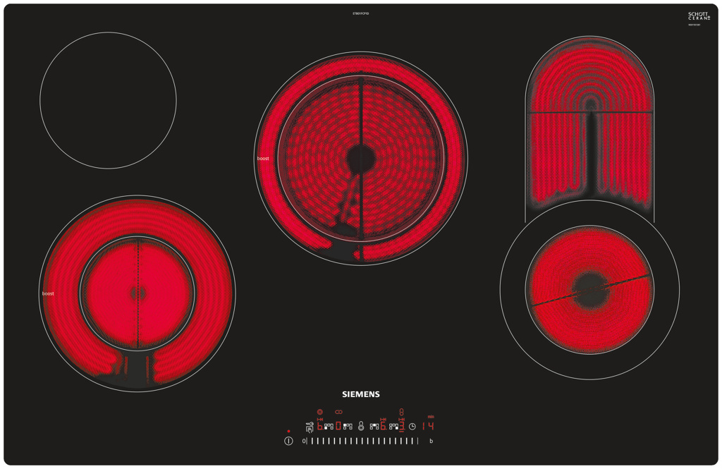 Siemens ET801FCP1D Elektro-Kochfeld, 4 Kochzonen, 80cm breit von Siemens