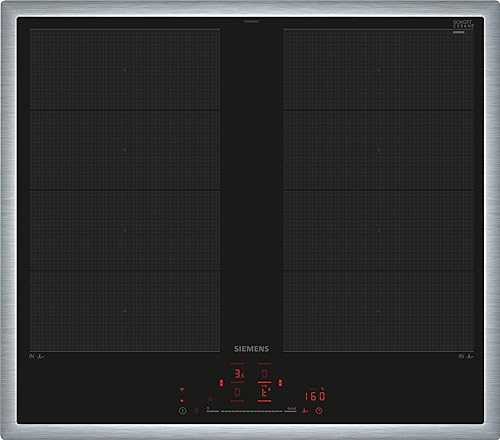 Siemens EX645HXC1E iQ700, Smartes Induktionskochfeld, 60 cm, Schwarz, Mit Rahmen aufliegend, varioInduktion, TouchSlider, Bratensensor Pro - Braten ohne Anbrenngefahr von Siemens