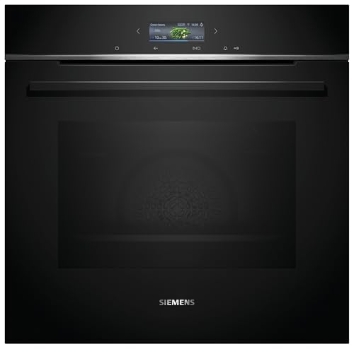 Siemens HB774G1B1, iQ700 Smarter Einbau-Backofen, 60 x 60 cm, Made in Germany, Schwarz, activeClean Pyrolyse & humidClean Hydrolyse, Air Fry, Automatikprogramme, Farbiger Touchscreen von Siemens