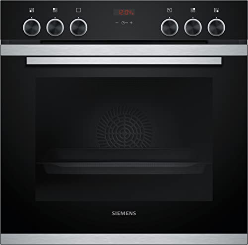 Siemens HE213A0S0 Einbau-Backofen iQ300, Integrierbarer Backofen 60 x 60cm, 3D-Heißluft Plus, varioClip Auszüge, granit Glanz-Emaille, Schnellaufheizung, Schwarz von Siemens