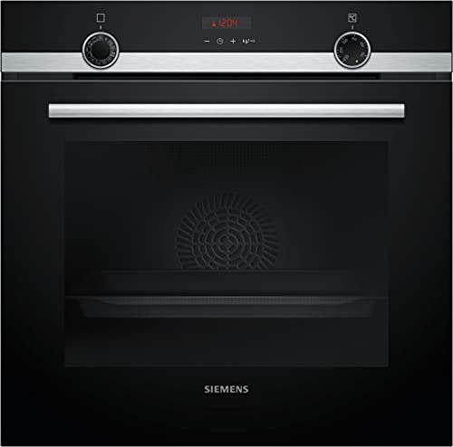 Siemens HR574ABR0 iQ300 Einbau-Backofen mit Dampfunterstützung, 60 x 60 cm, activeClean Selbstreinigung, Schnellaufheizung mit coolStart, cookControl10 Automatikprogramme, Black von Siemens