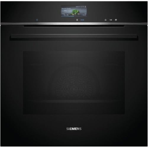 Siemens HR776G1B1, iQ700 Smarter Einbau-Backofen mit Dampffunktion, 60 x 60 cm, Made in Germany, Schwarz, activeClean Pyrolyse & humidClean Hydrolyse, Air Fry, Automatikprogramme, Farbiger Touchscreen von Siemens