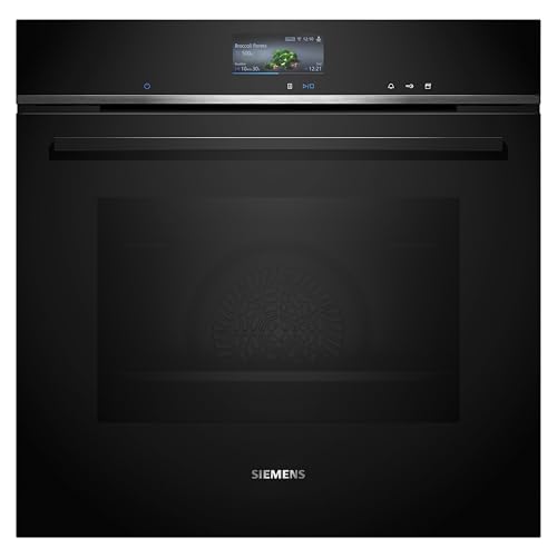 Siemens HS736G3B1, Smarter iQ700 Einbau-Dampfbackofen, 60 x 60 cm, Schwarz, Made in Germany, Hydrolyse Selbstreinigung, Bratenthermometer, Air Fry, Farb-Display, 4D Heißluft, Backautomatik, Pizzastufe von Siemens