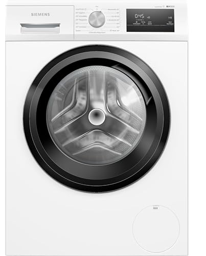 Siemens WM14N001 Waschmaschine iQ300, Frontlader mit 8kg Fassungsvermögen, 1400 UpM, speedPack L, smartFinish, LED-Display, iQdrive, Weiß, 60cm von Siemens