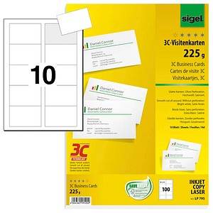 100 SIGEL Visitenkarten LP795 satiniert weiß 225 g/qm von Sigel