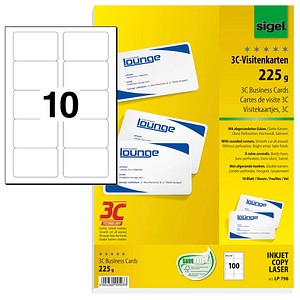 100 SIGEL Visitenkarten LP798 satiniert weiß 225 g/qm von Sigel