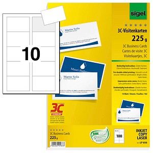 100 SIGEL Visitenkarten LP850 satiniert weiß 225 g/qm von Sigel