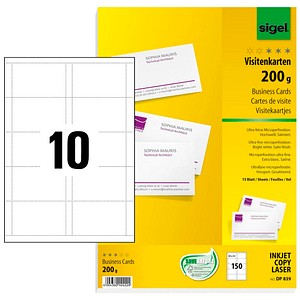 150 SIGEL Visitenkarten DP839 satiniert weiß 200 g/qm von Sigel