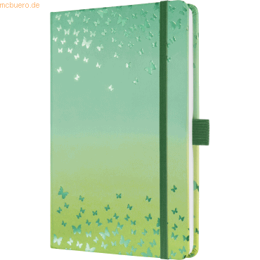 Sigel Notizbuch Jolie Hardcover A5 Butterfly Confetti Lime liniert 80g von Sigel