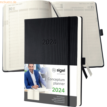 2 x Sigel Terminplaner Conceptum 2024 A4+ 1 Tag/Seite Hardcover black von Sigel