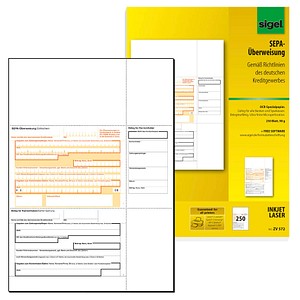 250 SIGEL SEPA-Überweisung/Zahlschein Bankformulare ZV572 von Sigel