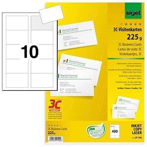 400 SIGEL Visitenkarten LP796 satiniert weiß 225 g/qm 400 SIGEL Visitenkarten LP796 satiniert weiß 225 g/qm von Sigel