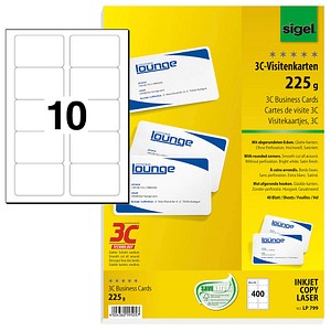 400 SIGEL Visitenkarten LP799 satiniert weiß 225 g/qm von Sigel
