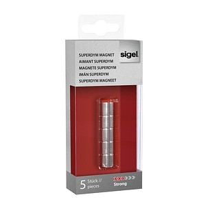 5 SIGEL Strong Magnete silber Ø 1,0 x 1,0 cm von Sigel