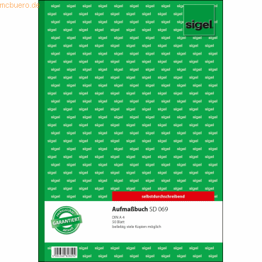 5 x Sigel Formularbuch Aufmaßbuch A4 50 Blatt beliebig viele Kopien 5 x Sigel Formularbuch Aufmaßbuch A4 50 Blatt beliebig viele Kopien von Sigel