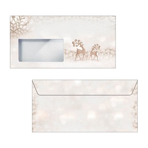 50 SIGEL Weihnachtsbriefumschläge Brilliant Deer DIN lang mit Fenster von Sigel