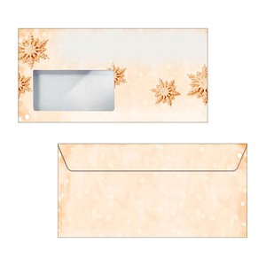 50 SIGEL Weihnachtsbriefumschläge Golden Snowflakes DIN lang mit Fenster von Sigel