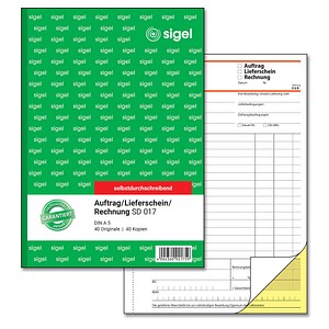 SIGEL Auftrag/Lieferscheine /Rechnungen Formularbuch SD017 von Sigel