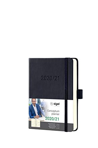 SIGEL C2102 Terminplaner Wochenkalender 2020/2021, 18 Monate, ca. A6, schwarzes Hardcover, mit vielen Extras, Conceptum - weitere Modelle von Sigel