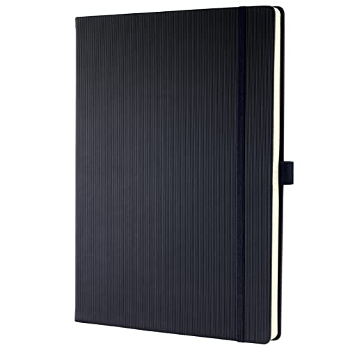 SIGEL CO110 Premium Notizbuch blanko, A4, Hardcover, schwarz, aus nachhaltigem Papier - Conceptum - mit Seitenzahlen, Inhaltsverzeichnis, Stiftschlaufe, Falttasche von Sigel