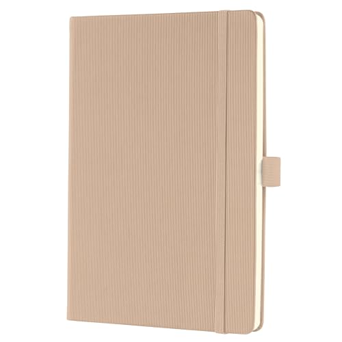 SIGEL CO651 Premium Notizbuch liniert, A5, Hardcover, beige, aus nachhaltigem Papier - Conceptum - mit Seitenzahlen, Inhaltsverzeichnis, Stiftschlaufe, Falttasche von Sigel