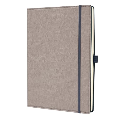 SIGEL CO692 Premium Notizbuch, Leder-Look, dotted, ca. A4, beige, Hardcover, 194 Seiten, aus nachhaltigem Papier, Conceptum - mit Seitenzahlen, Inhaltsverzeichnis, Stiftschlaufe, Falttasche von Sigel