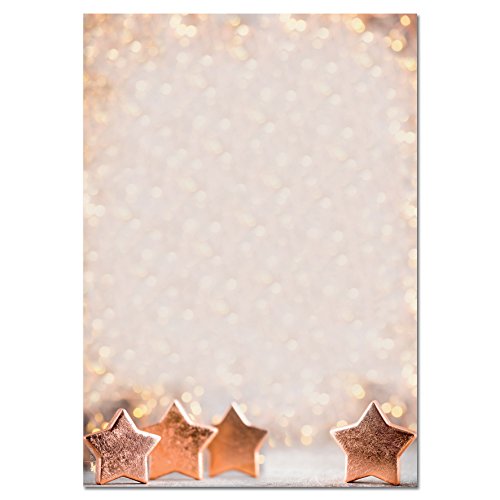 SIGEL DP137 Briefpapier Weihnachten | DIN A4 | 100 Blatt | mit kupferfarbenem Sterndesign "Copper Glance" | weihnachtliches Motivpapier von Sigel