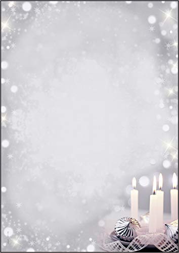 SIGEL DP178 Briefpapier Weihnachten A4, 100 Blatt, mit festlichem Kerzenmotiv, 90g "Christmas Silence", weihnachtliches Motiv, aus nachhaltigem Papier von Sigel