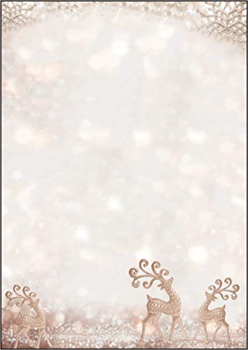 SIGEL DP228 Briefpapier Weihnachten A4, 100 Blatt, Design mit Rentieren, 90g "Brilliant Deer", weihnachtliches Motiv, aus nachhaltigem Papier von Sigel