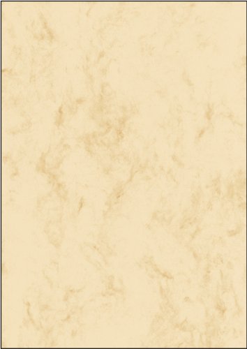 SIGEL DP397 Hochwertiger marmorierter Karton / Marmor-Papier / Urkundenpapier beige, A4, 50 Blatt, Motiv beidseitig, 200 g, aus nachhaltigem Papier von Sigel