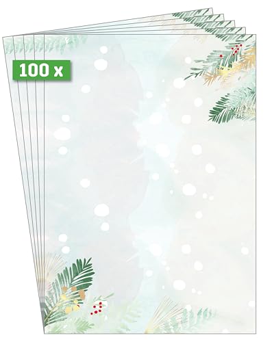 SIGEL DP481 Briefpapier Weihnachten "Christmas Forest Watercolor", A4, 100 Blatt, aus nachhaltigem Papier von Sigel