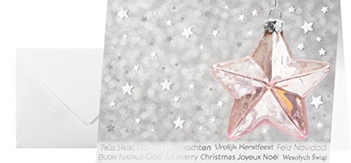 SIGEL DS031 Weihnachtskarten Set mit Umschlag | DIN A6 | 10 Stück "Rose Star" | ideal zum Bedrucken von Sigel