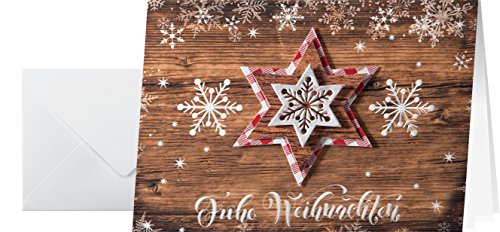 SIGEL DS054 Handmade Weihnachtskarten Set mit Umschlag im Holz-Design | DIN A6 | 10 Stück "Country Stars" | ideal zum Bedrucken SIGEL DS054 Handmade Weihnachtskarten Set mit Umschlag im Holz-Design | DIN A6 | 10 Stück "Country Stars" | ideal zum Bedrucken von Sigel