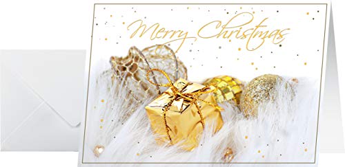 SIGEL DS064 Weihnachtskarten Set mit Umschlag | A6 | 10 Stück | mit Goldprägung | ideal zum Bedrucken von Sigel