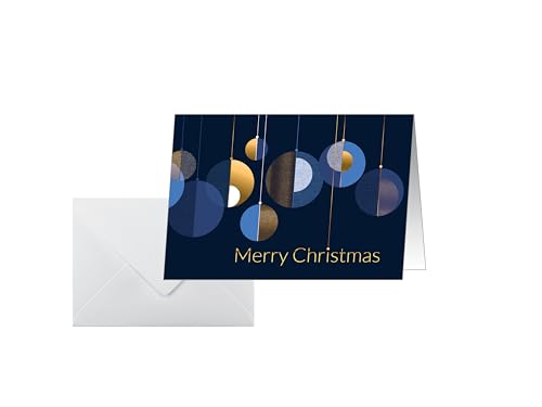 SIGEL DS088 Weihnachtskarten-Set "Graphic Christmas balls", A6 quer, 25 Karten mit Umschlägen, ideal zum Bedrucken, aus nachhaltigem Papier von Sigel