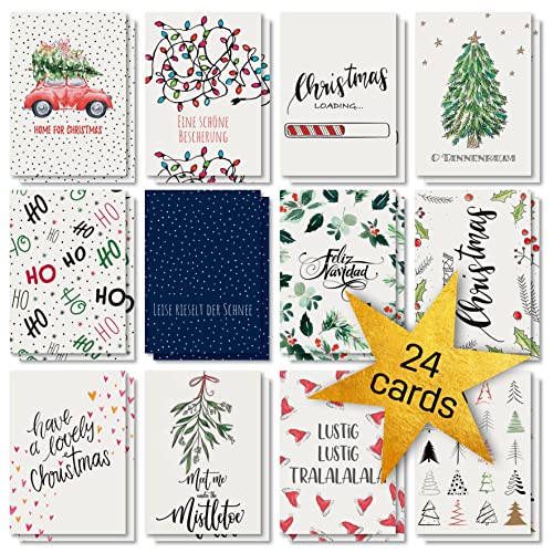 SIGEL DS701 Weihnachts-Postkarten-Set "Colourful Christmas" | A6 | 24 Karten | 12 unterschiedliche Motive von Sigel