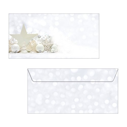 SIGEL DU041 Briefumschläge Weihnachten, White Stars, DIN lang, 25 Stück von Sigel