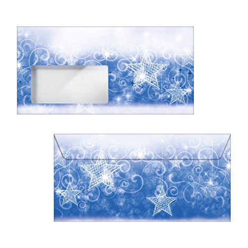 SIGEL DU082 Briefumschläge Weihnachten "Christmas Greetings", gummiert, Fensterstanzung, DIN lang, 25 Stück von Sigel