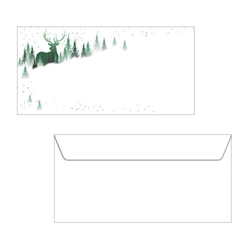 SIGEL DU284 Briefumschläge Weihnachten | DIN lang | 25 Stück | mit modernen grünen Elementen | "Christmas Forest" von Sigel