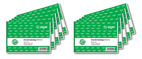 SIGEL EB615/10 Einnahmebelege A6 quer, 10 Stück á 50 Blatt von Sigel