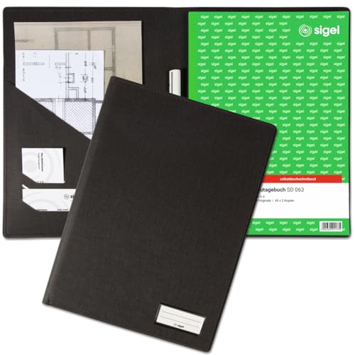 SIGEL EF415 Schutz-Einband für Formulare A4 (z. B. Auftrag, Rechnung, Lieferschein), mit praktischen Einstecktaschen für Belege und integriertem Stifthalter, anthrazit von Sigel