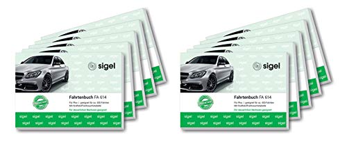 SIGEL FA614/10 Fahrtenbücher für PKW, A6 quer, 80 Seiten, 10er Pack - für Deutschland und Österreich, vom Finanzamt anerkannt - zur exakten Trennung geschäftlicher und privater Fahrten von Sigel